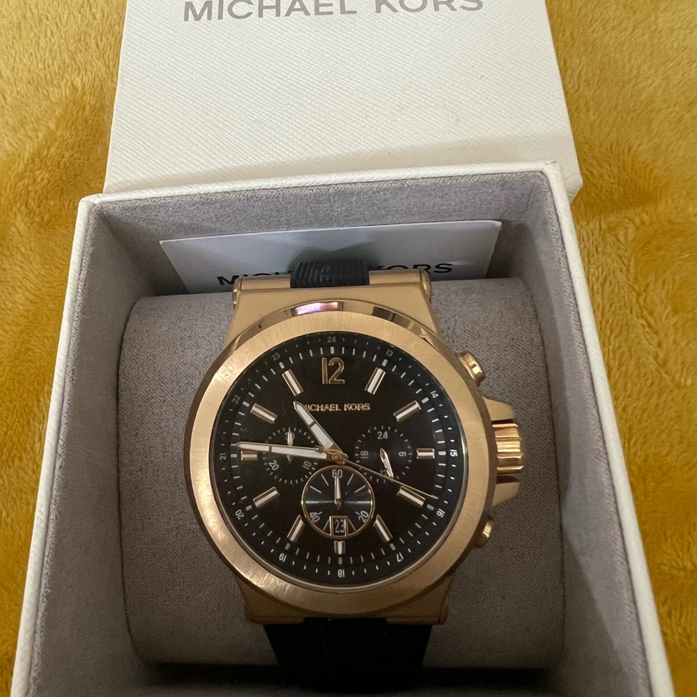 Black and gold Michael Kors watch